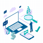 Seo isometric composition with human characters.gif