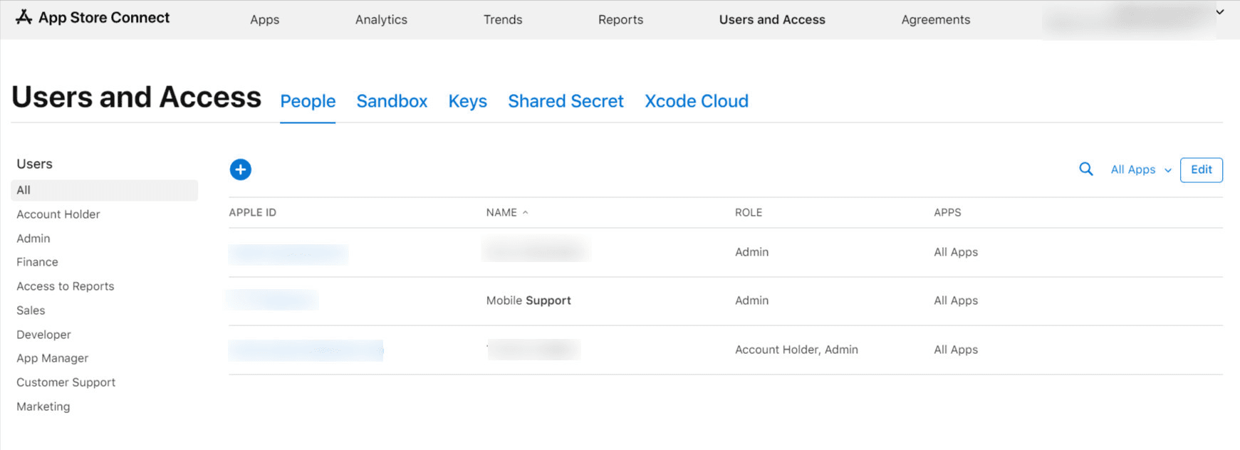 Apple developer account dashboard