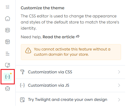 Customizing the theme using code