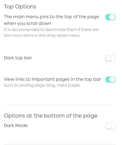 Theme design options