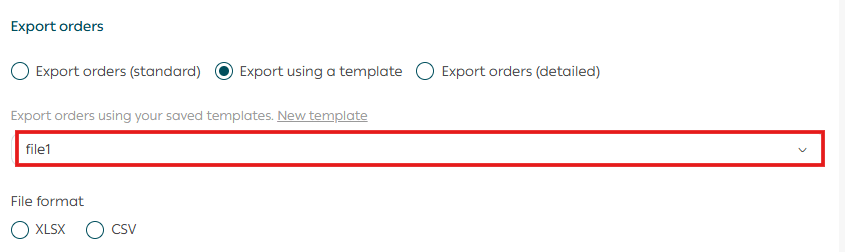 Order export templates
