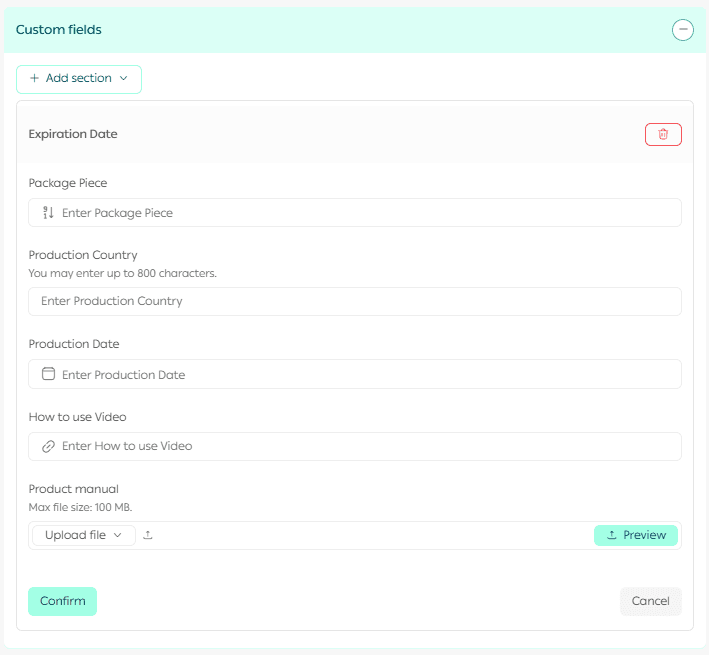 Managing custom product fields