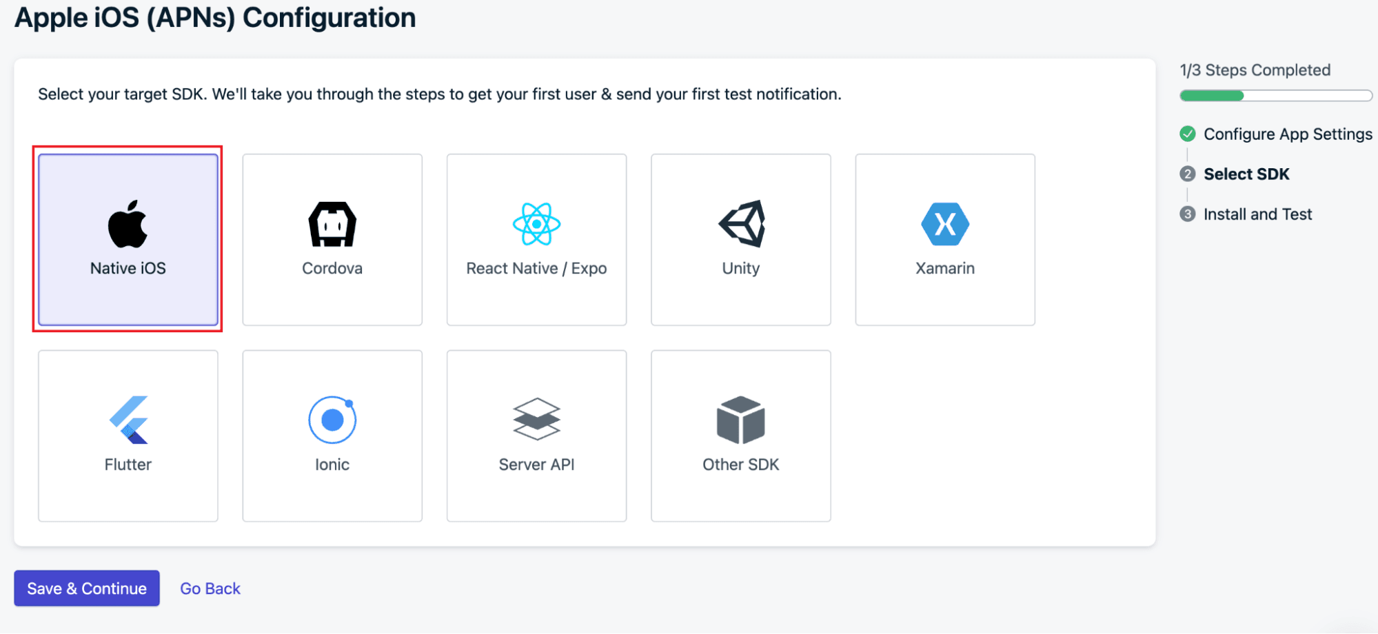 Connecting OneSignal for push notifications