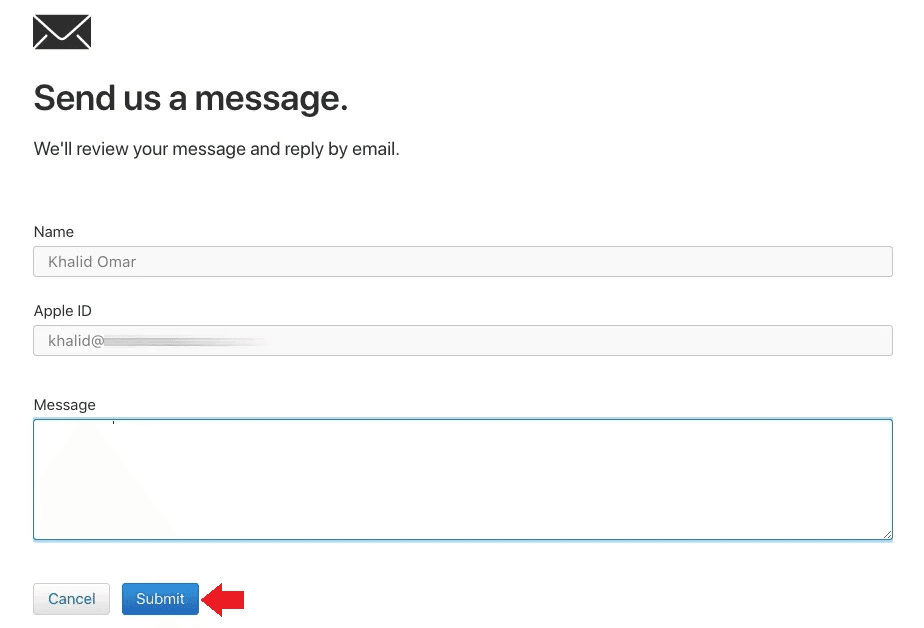 Requesting support from Apple via email
