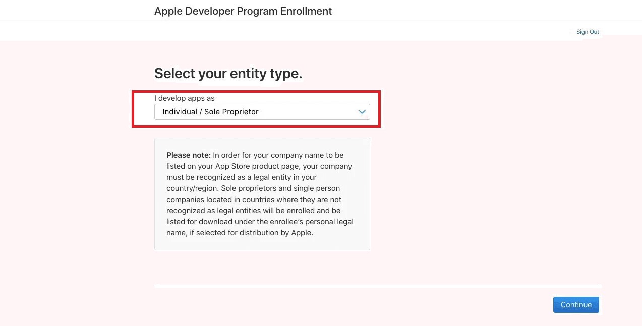 Creating an Apple Developer Account – Individual