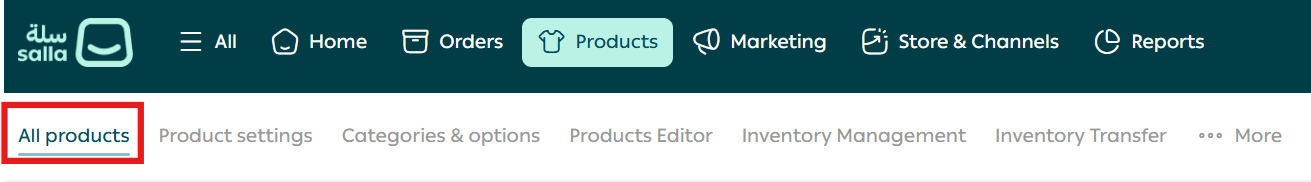 Products page and bulk product actions