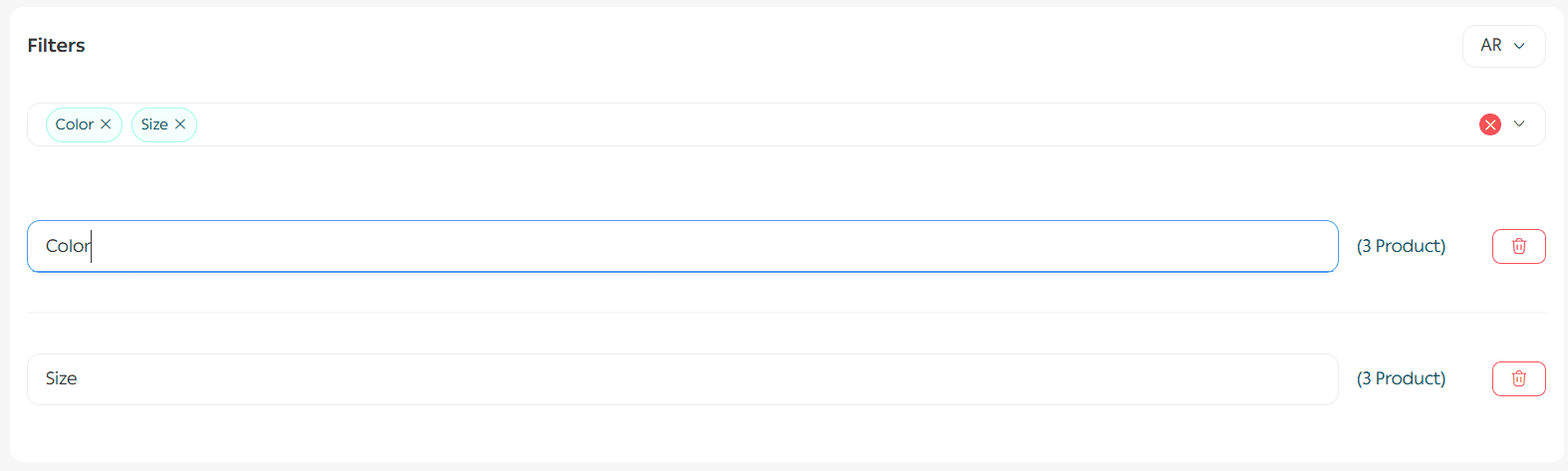 Product filtering and faceted search