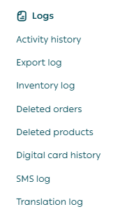 Viewing activity logs, SMS logs, and export logs