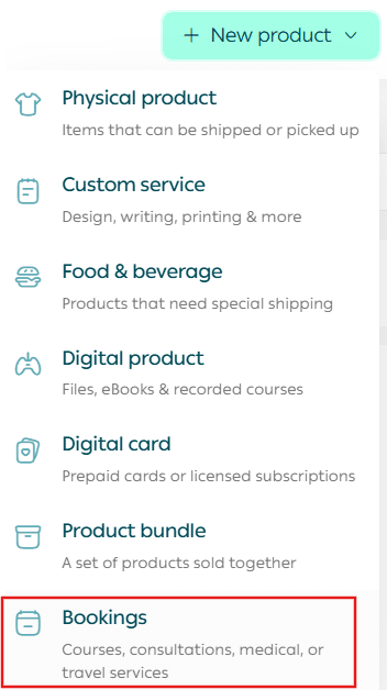 Adding a booking product