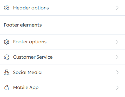 Store menus | Customizing the header & footer