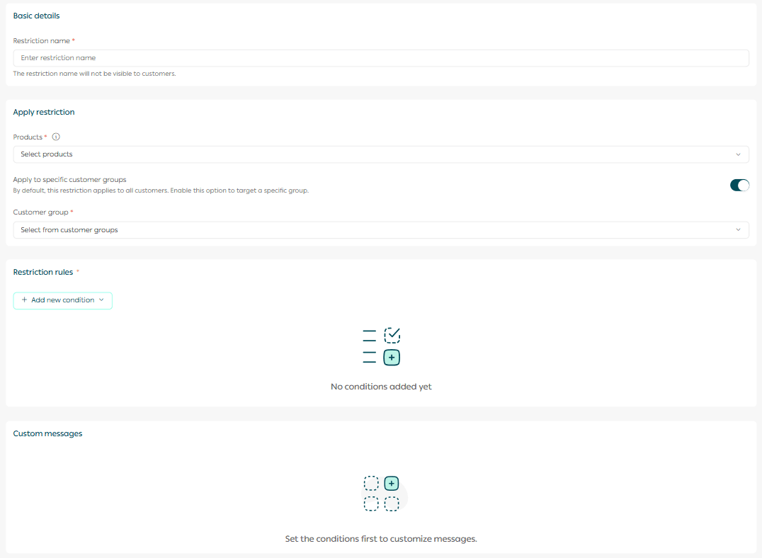 Create and manage product restrictions