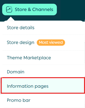 Manage informational pages
