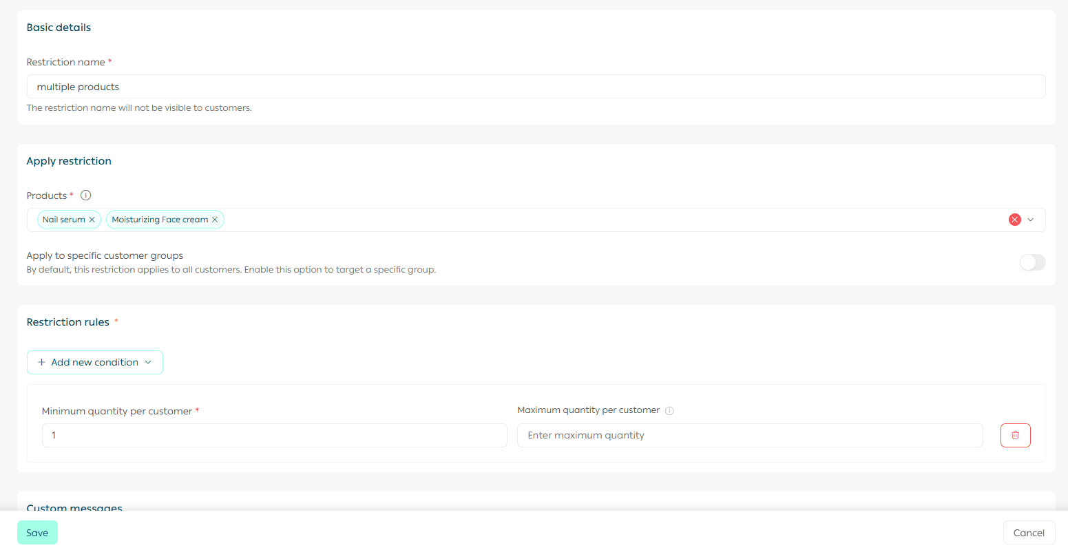 Create and manage product restrictions