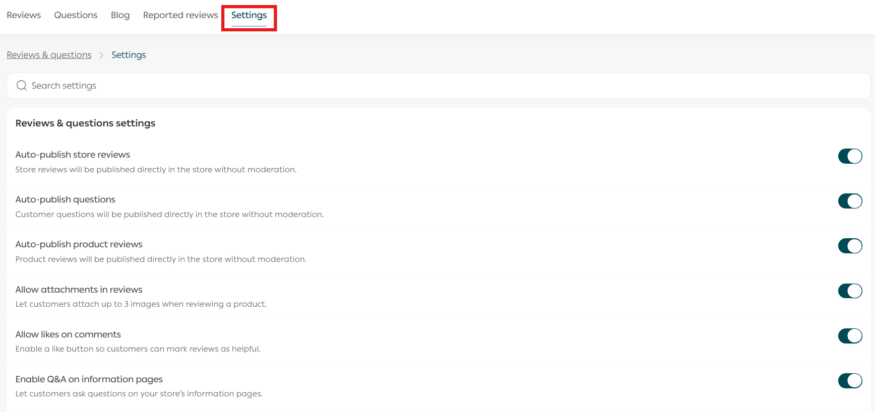 Questions & reviews management