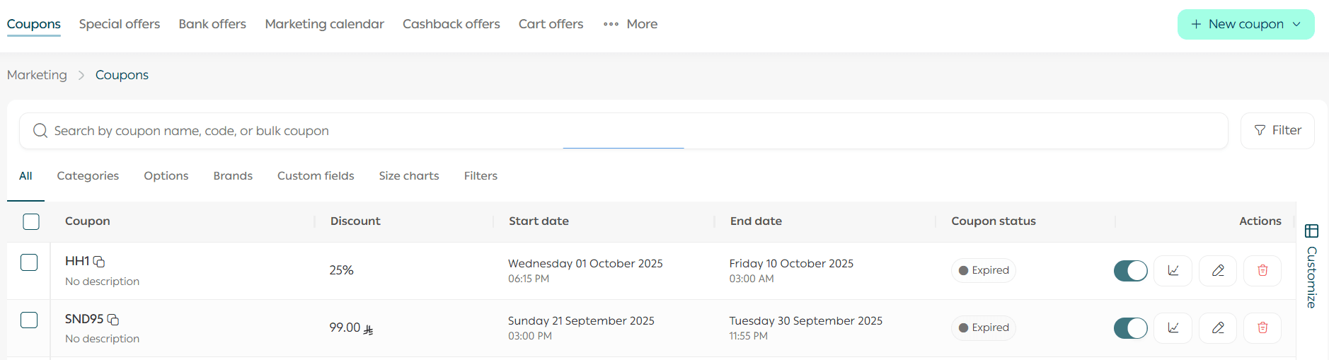 Managing discount coupons