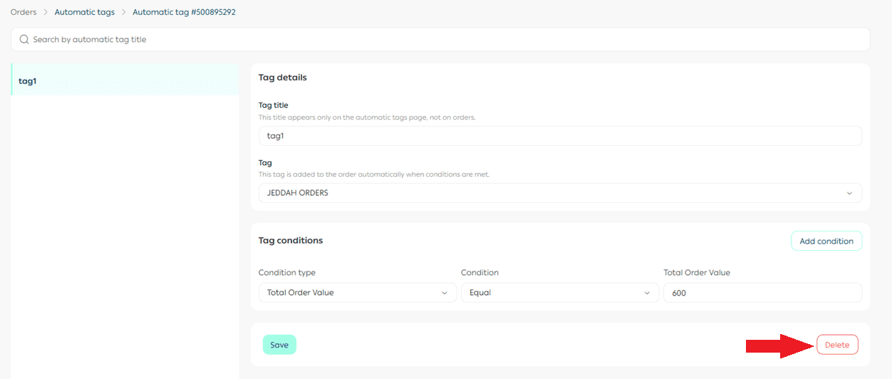 Automatic order tags