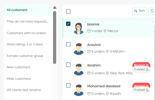 Customer management page & creating a new customer profile