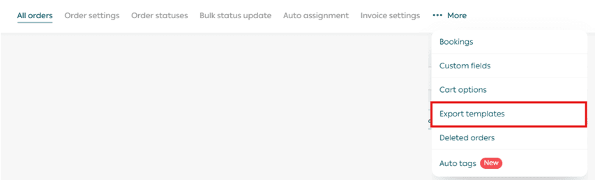 Order export templates