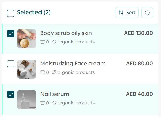 Products page and bulk product actions