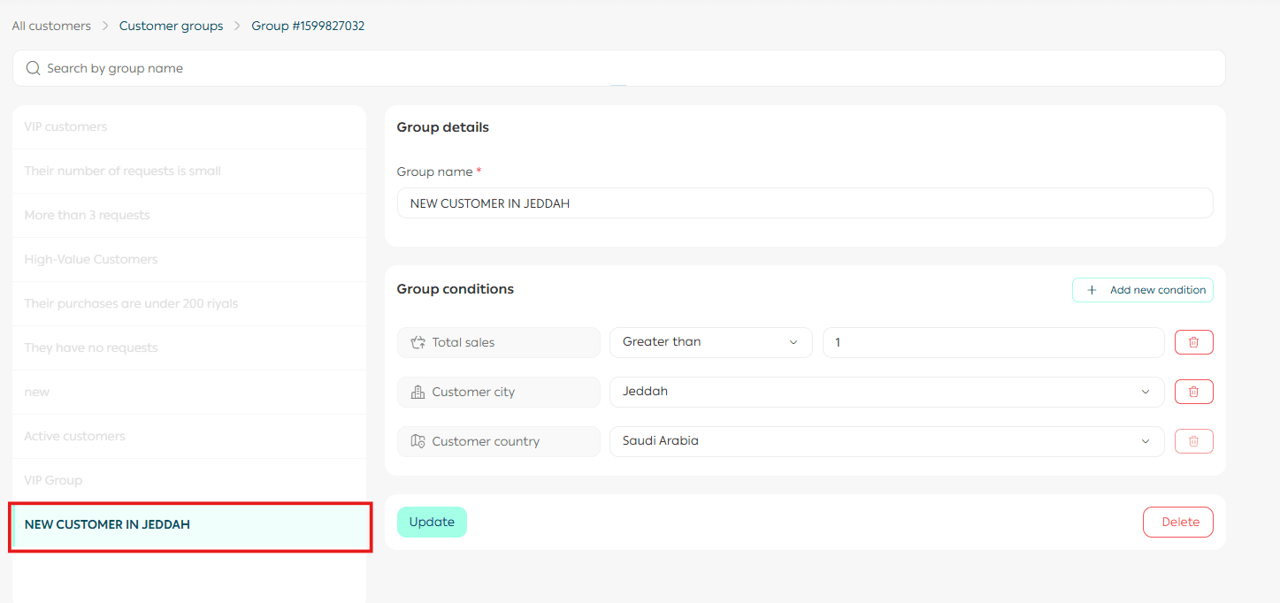 Customer groups