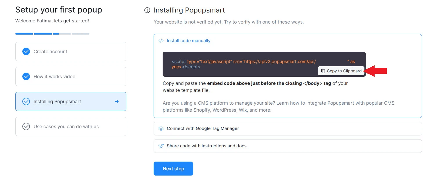 Integrating PopupSmart for advertising campaign management