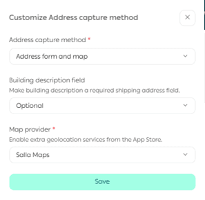 Customer location selection on the checkout page