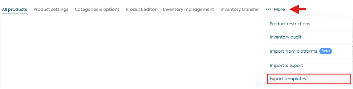 Product export templates