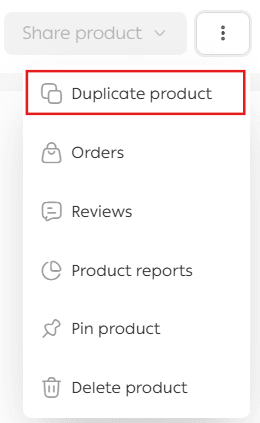 Actions on a specific product