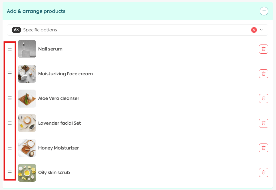 Product sorting