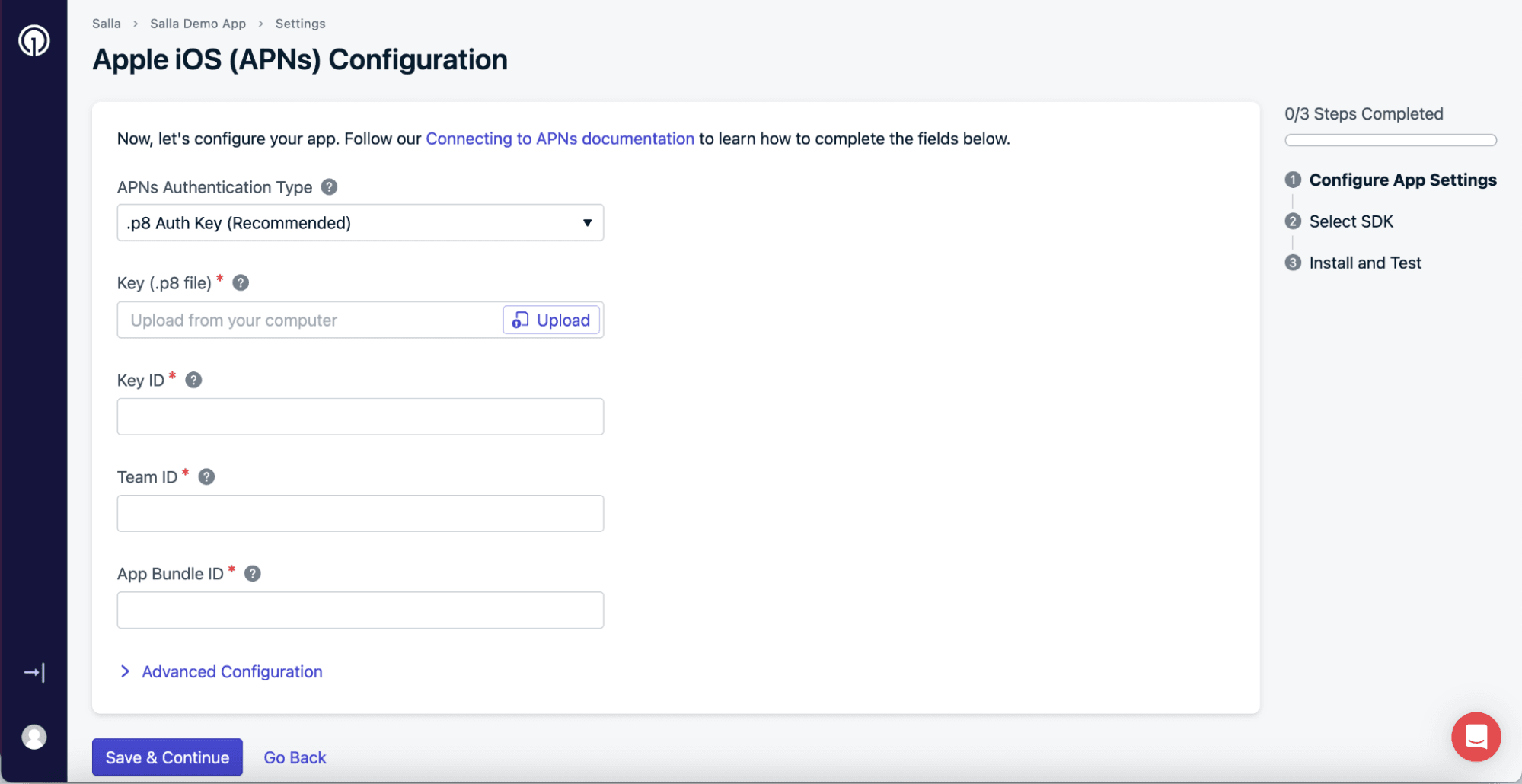 Connecting OneSignal for push notifications