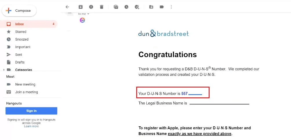 Global company identifier (D-U-N-S Number)