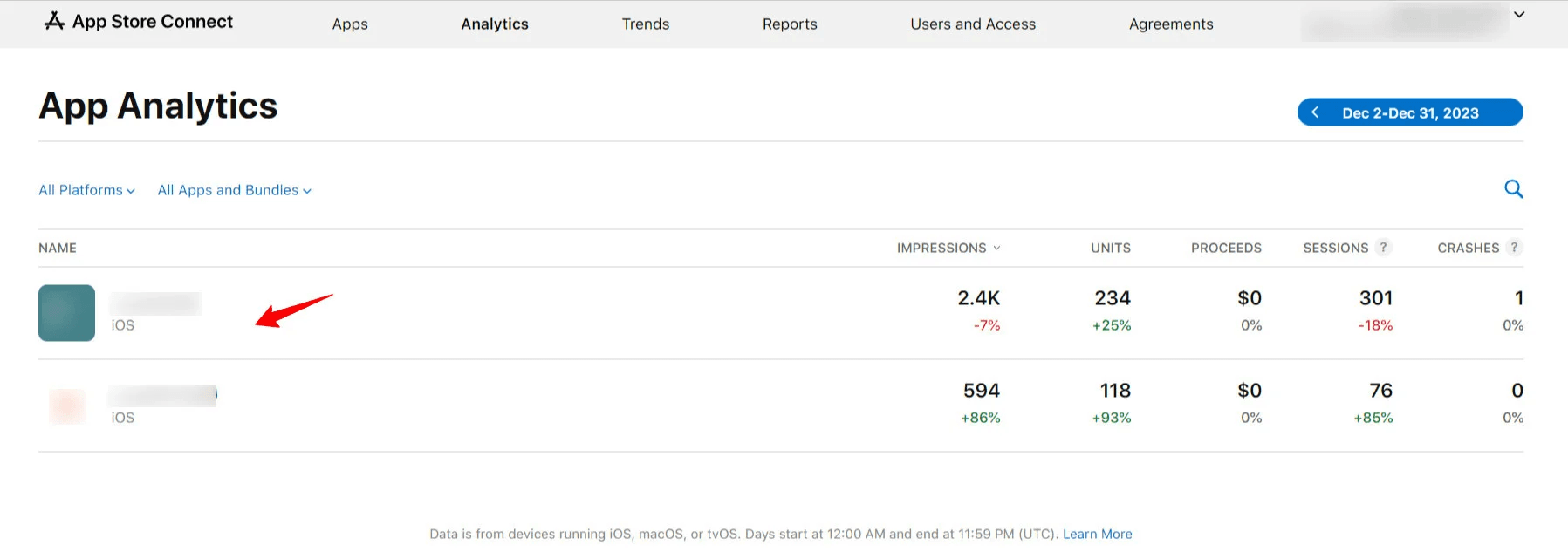 Apple developer account dashboard