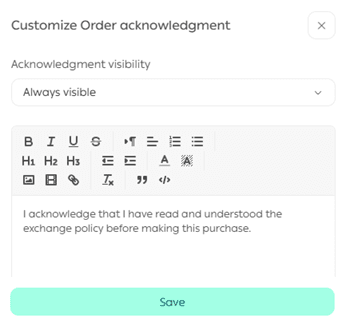 Customize order settings
