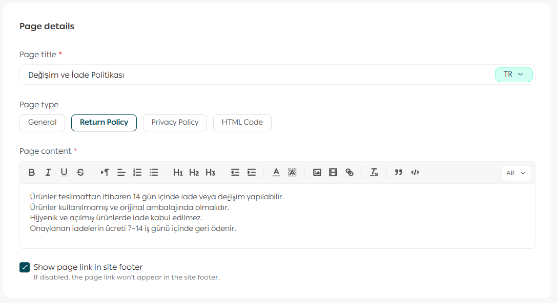 How to enter store data in multiple languages