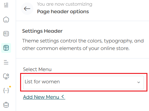 Managing menus by theme version