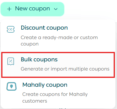 Adding a new coupon or coupon group