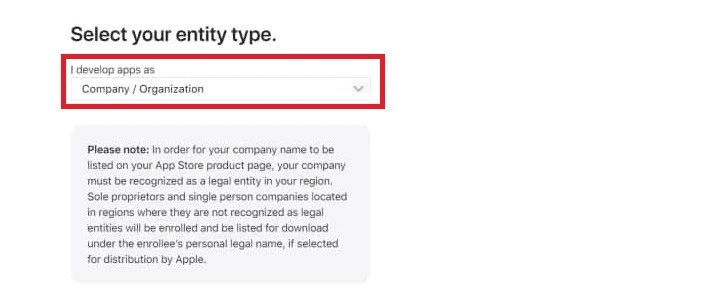 Creating an Apple Developer Account – Company/Organization