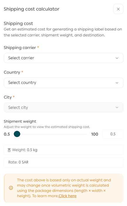 Shipping cost calculator