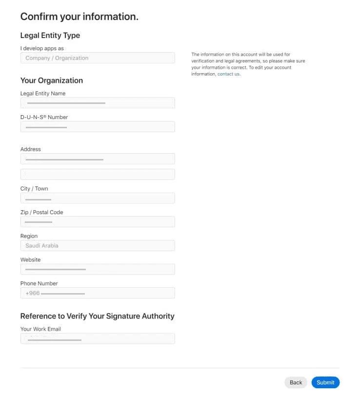 Creating an Apple Developer Account – Company/Organization