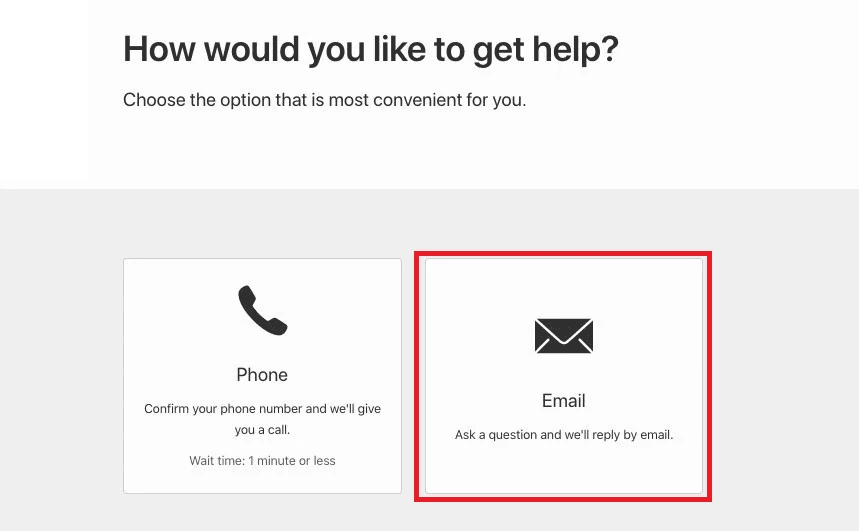 Requesting support from Apple via email