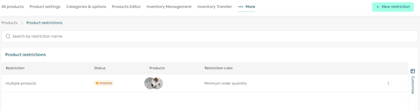 Create and manage product restrictions