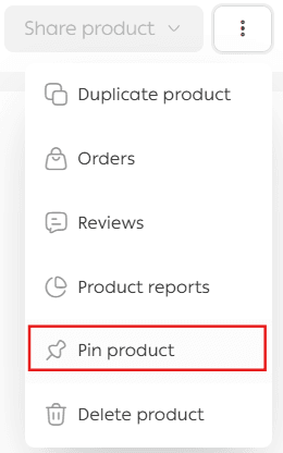 Actions on a specific product
