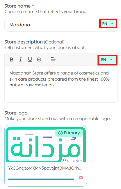 How to enter store data in multiple languages