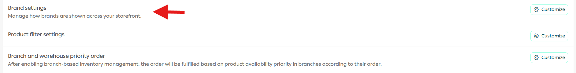 Product settings