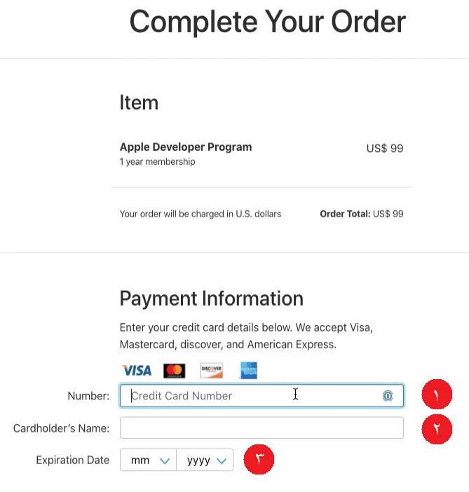 Creating an Apple Developer Account – Payment completion stage