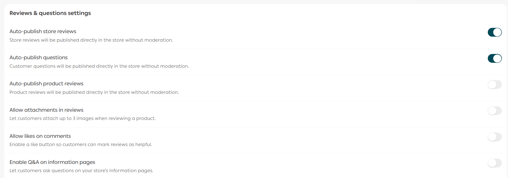 Questions & reviews management
