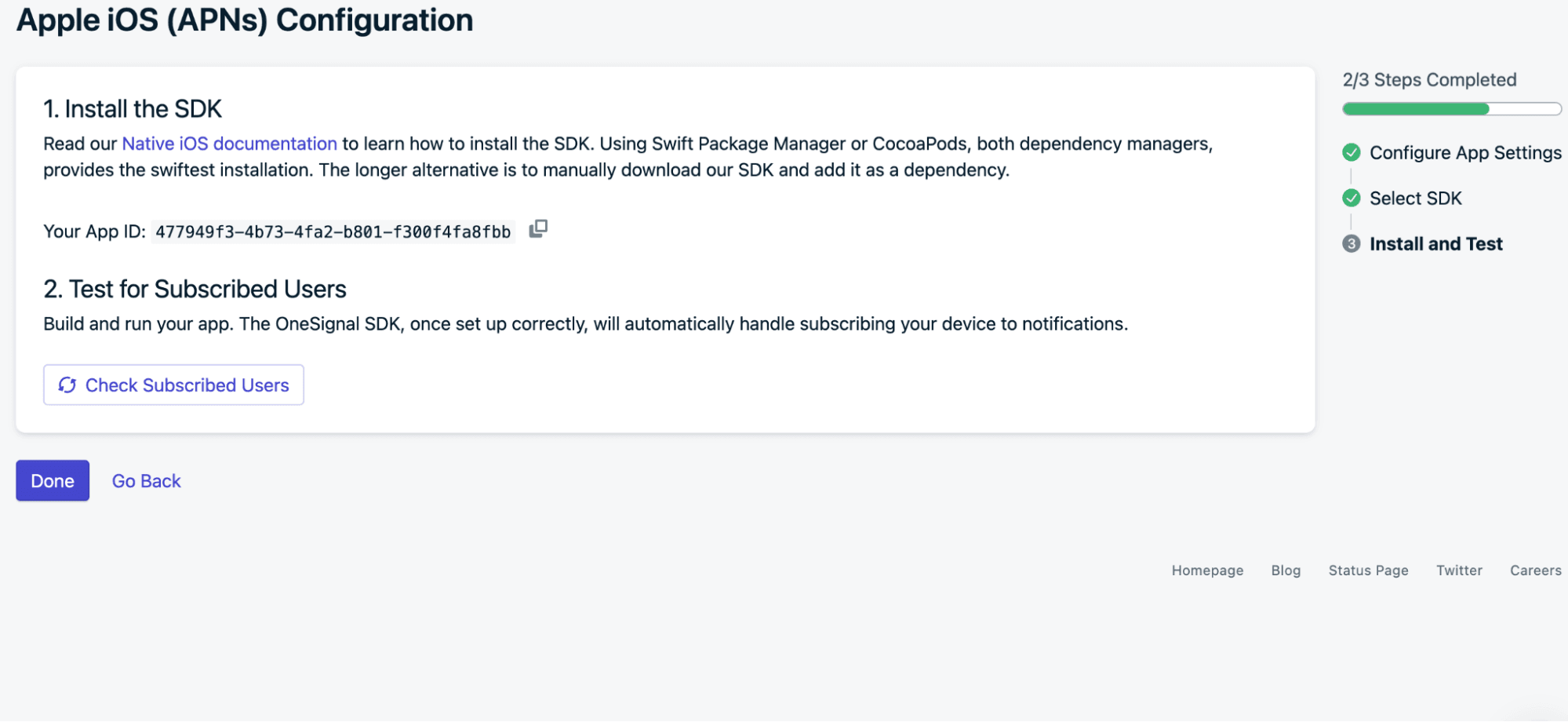 Connecting OneSignal for push notifications