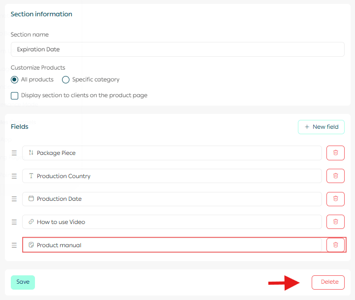 Managing custom product fields