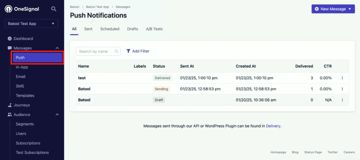 Connecting OneSignal for push notifications