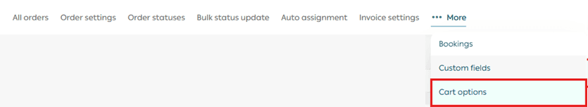 Set up cart order options